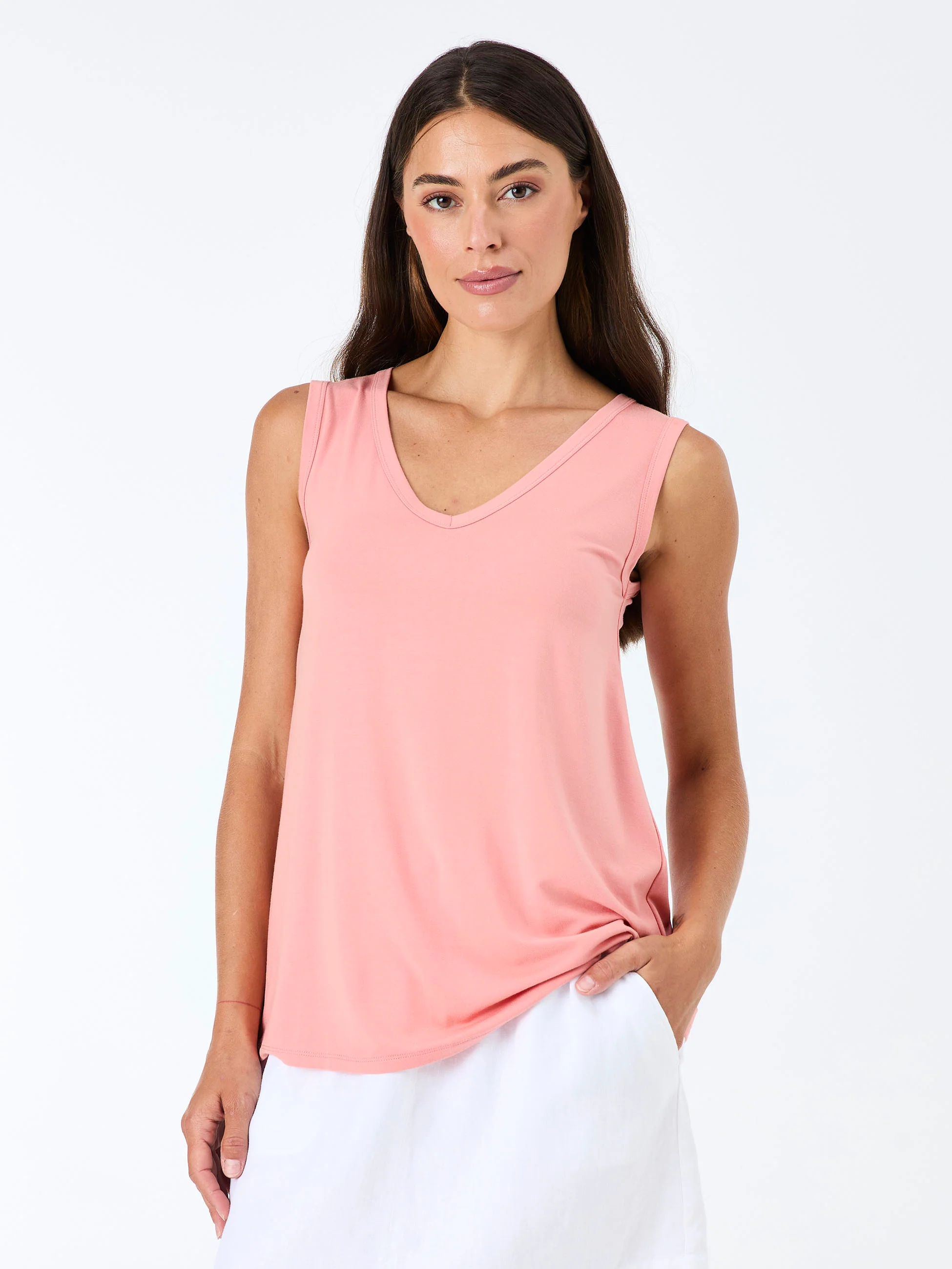 V Neck Swing Top - Apricot - Image 2