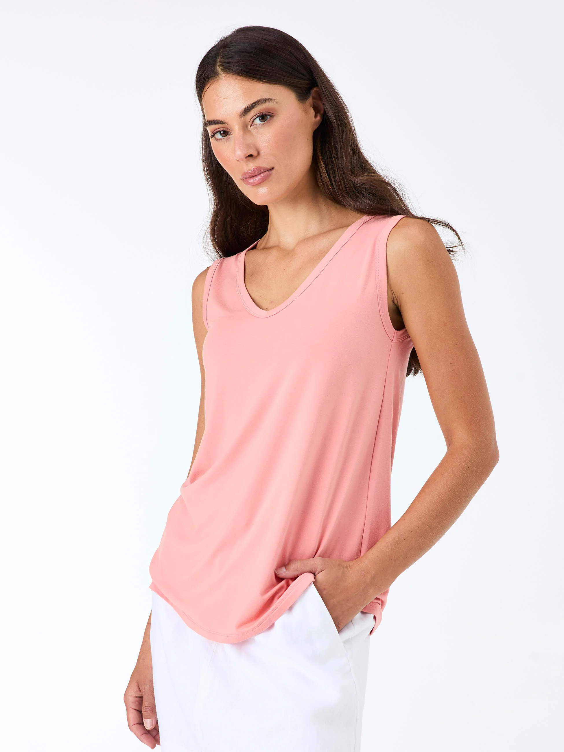 V Neck Swing Top - Apricot - Image 3