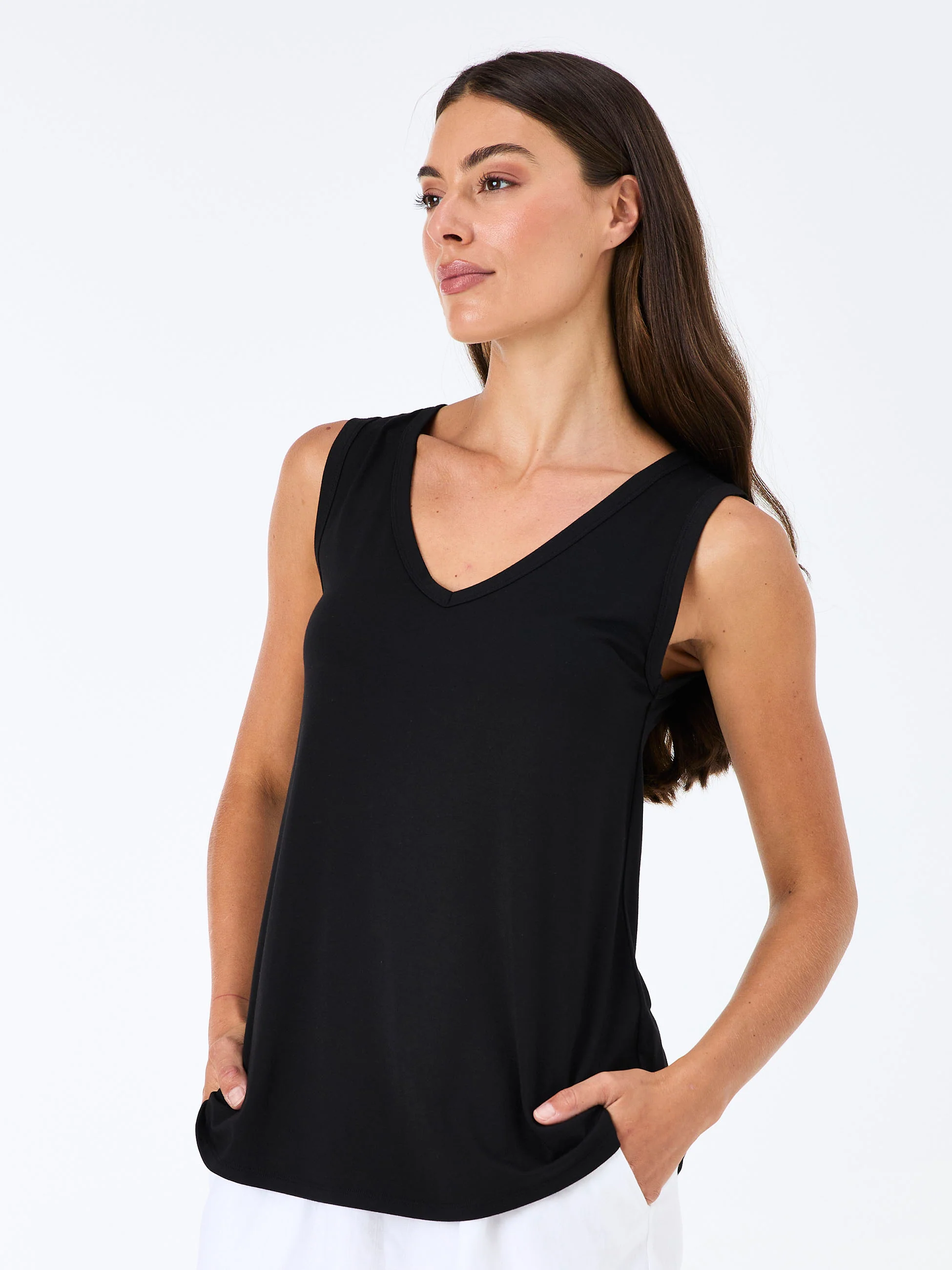 V Neck Swing Top - Black - Image 4