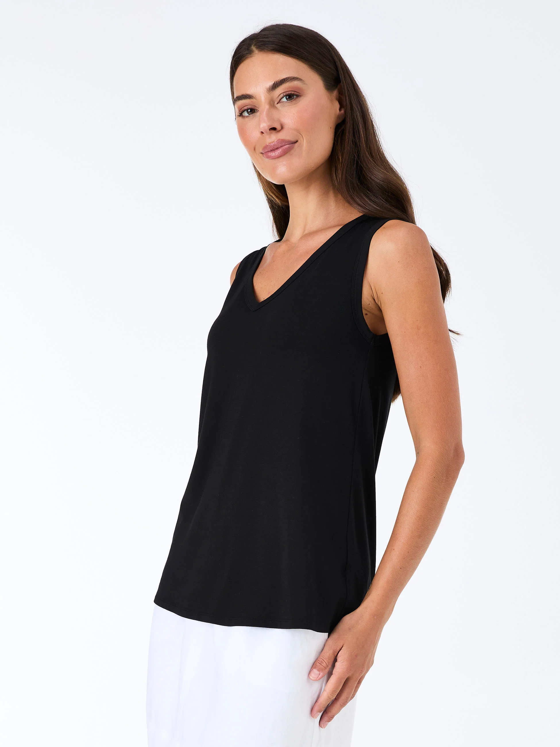 V Neck Swing Top - Black - Image 5