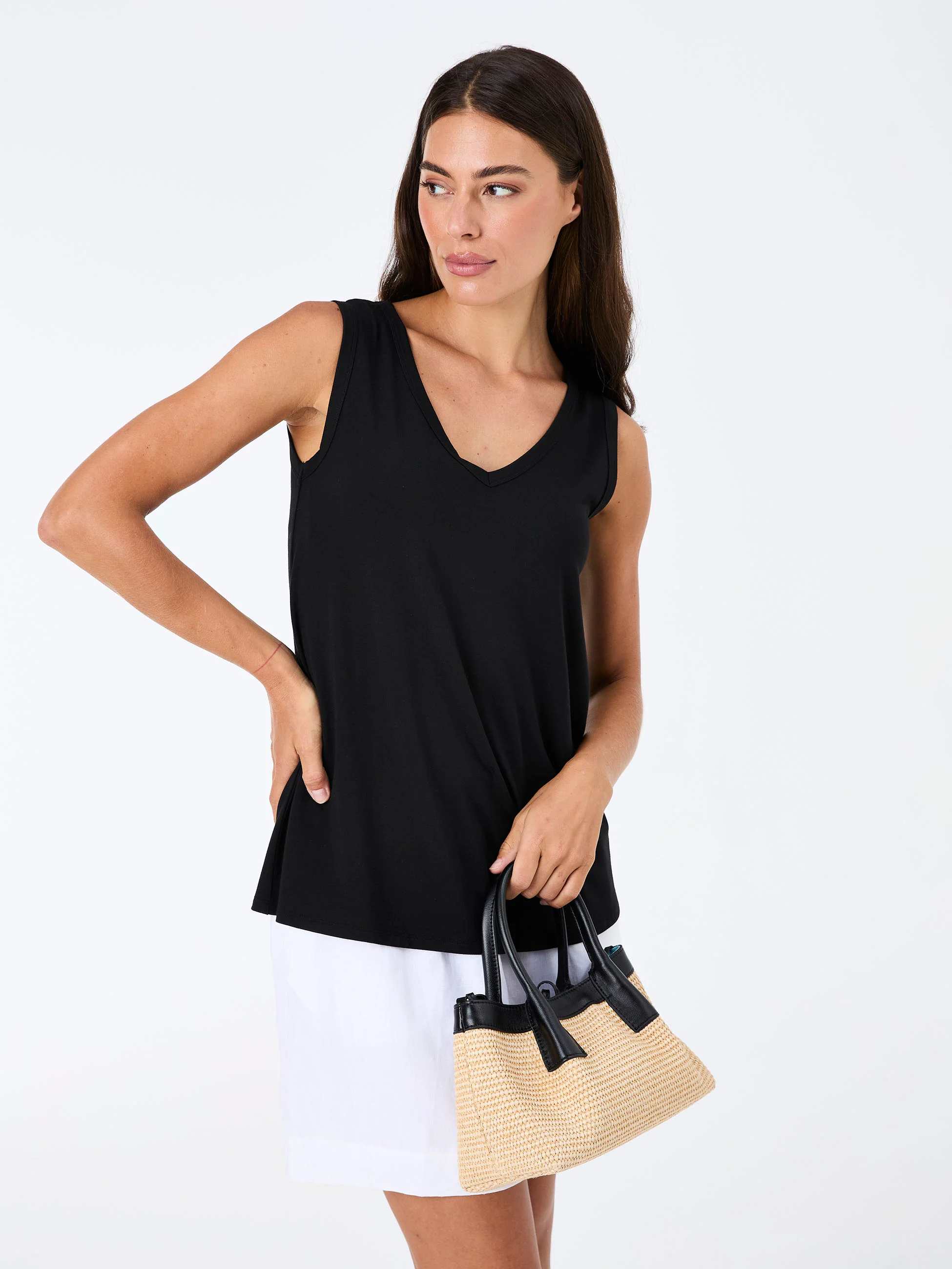 V Neck Swing Top - Black - Image 6