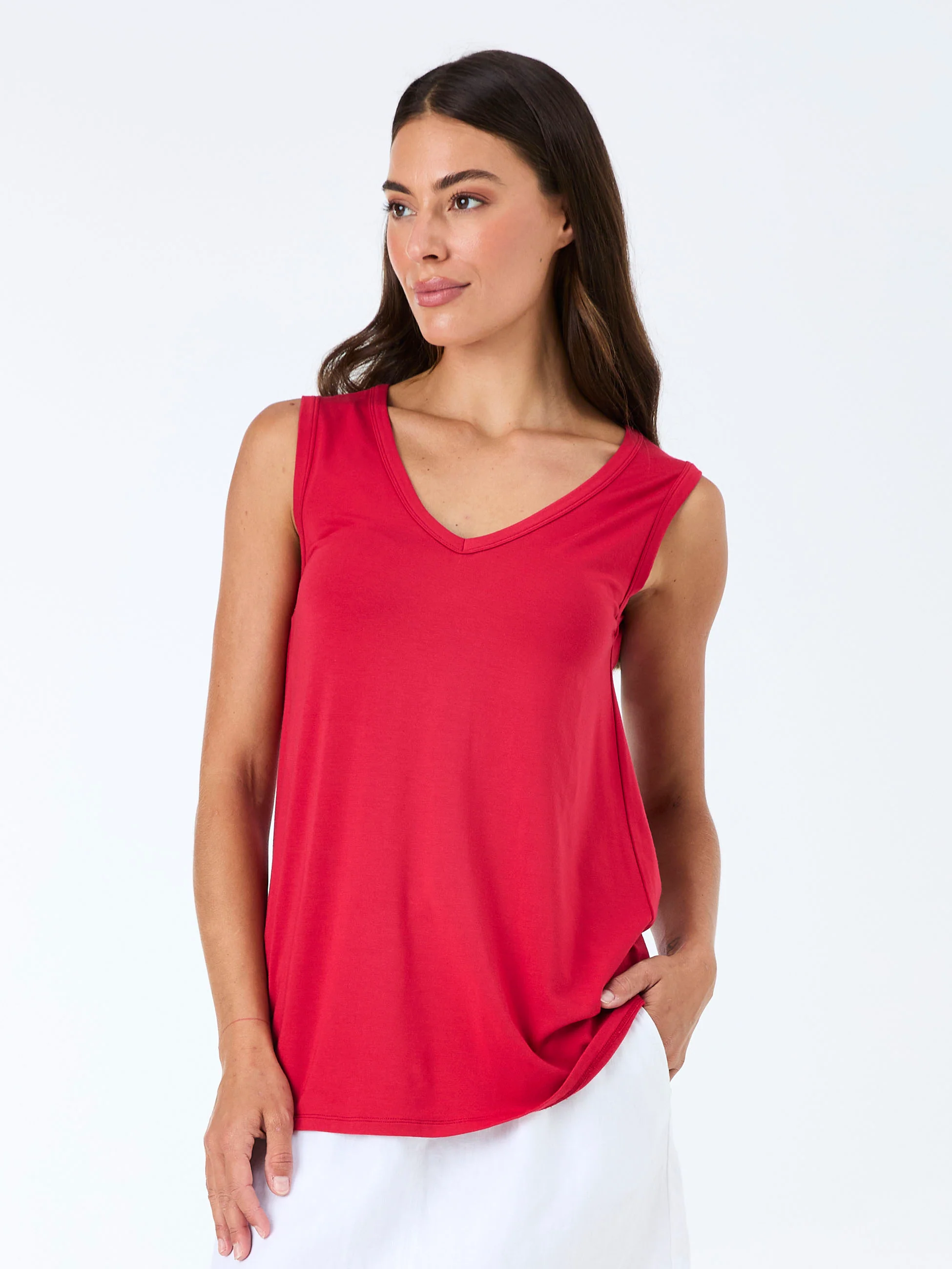 V Neck Swing Top - Cherry - Image 2