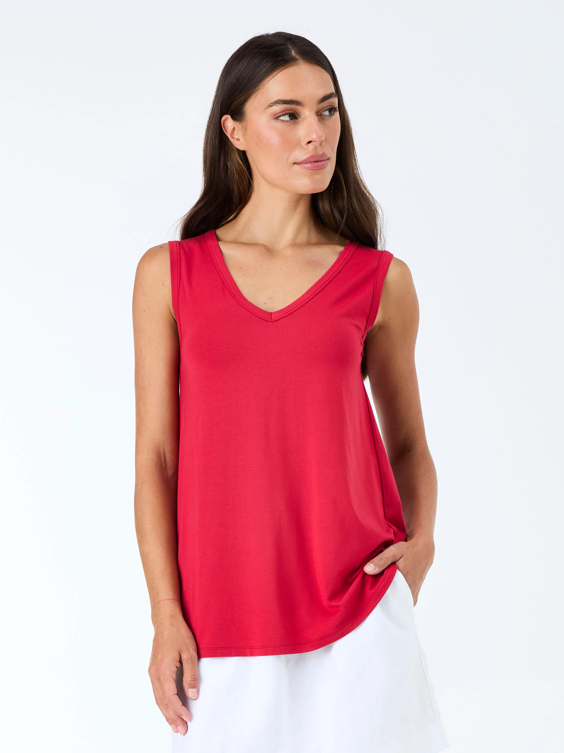 V Neck Swing Top - Cherry - Image 5