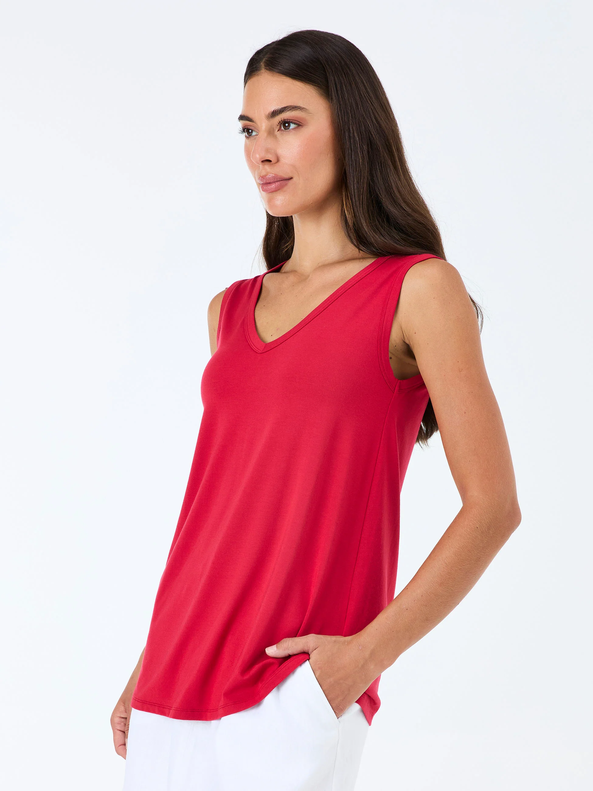 V Neck Swing Top - Cherry - Image 6