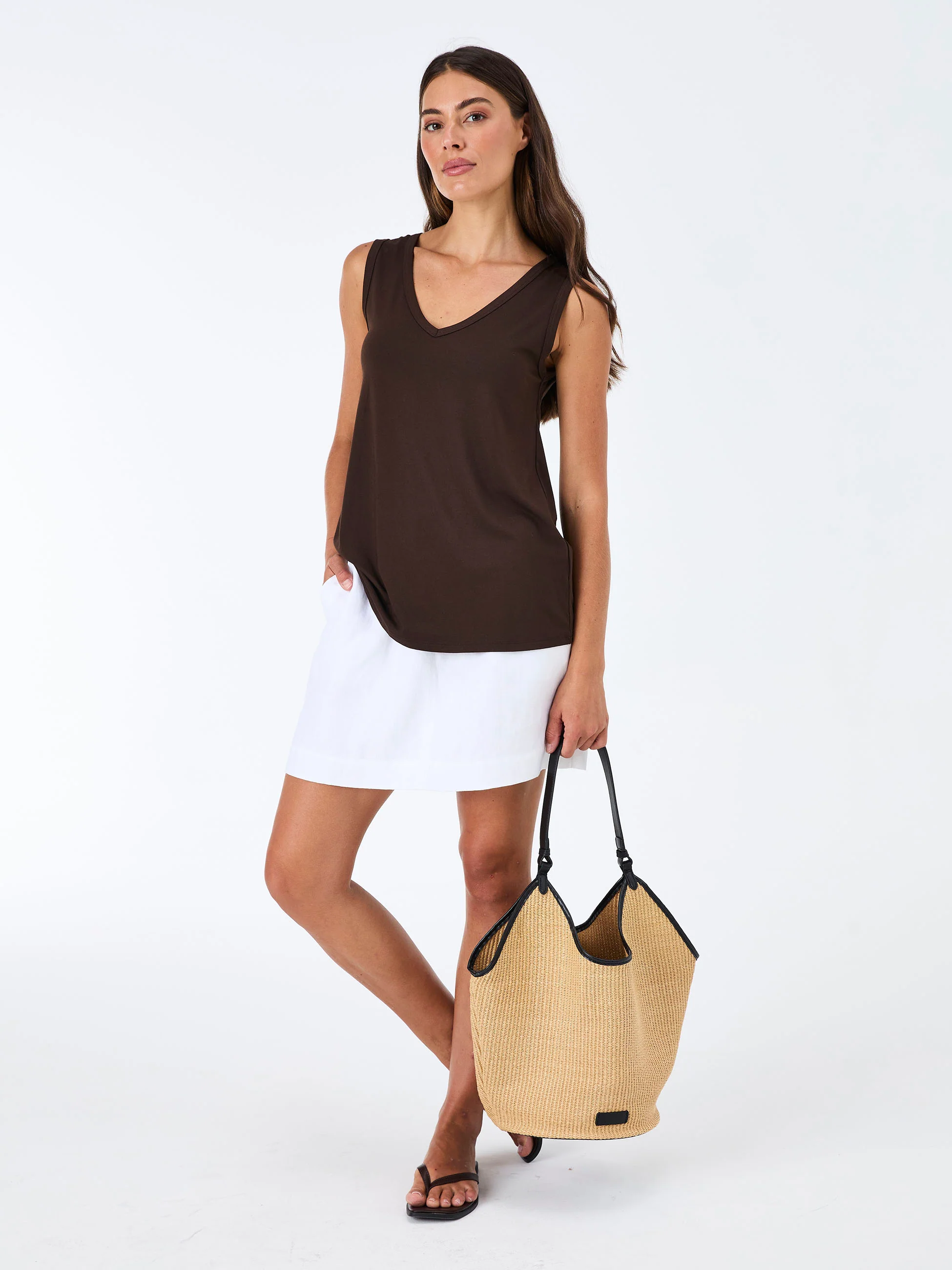 V Neck Swing Top - Coffee Bean - Image 2