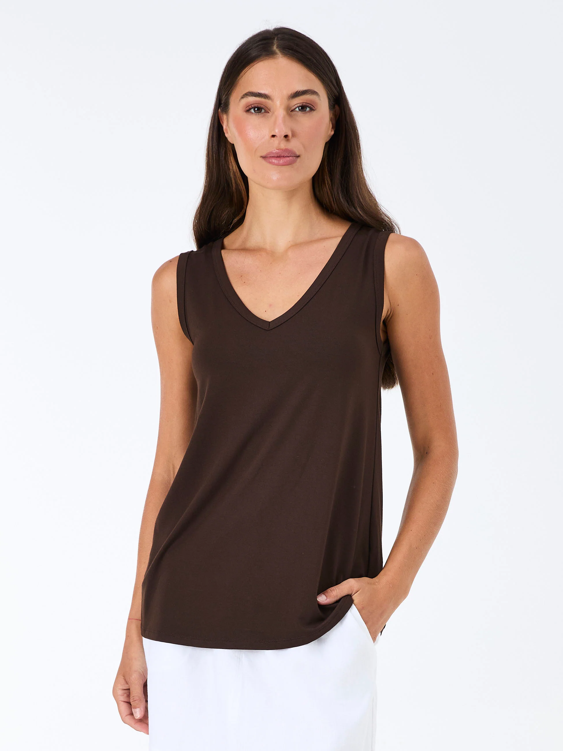 V Neck Swing Top - Coffee Bean - Image 3