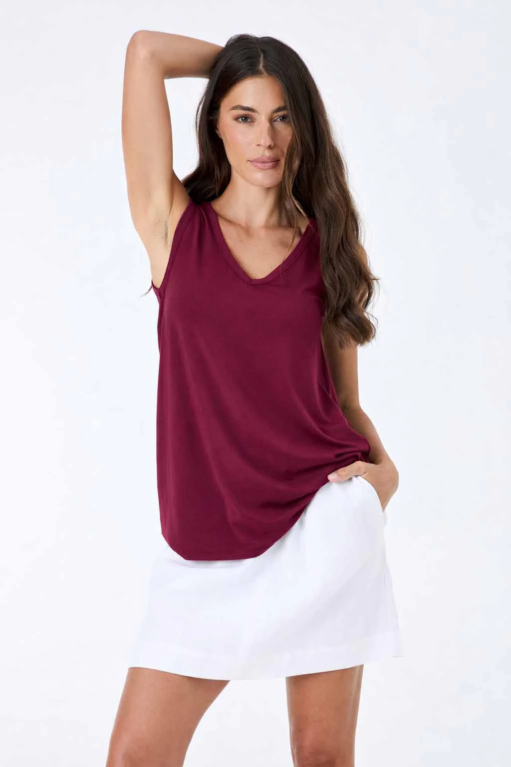 V Neck Swing Top - Ruby - Image 2