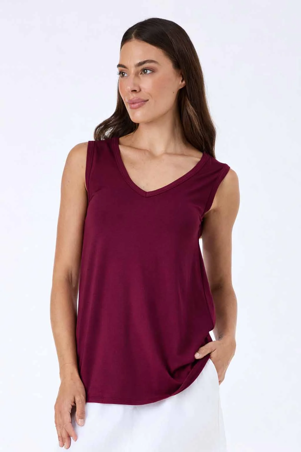 V Neck Swing Top - Ruby - Image 4