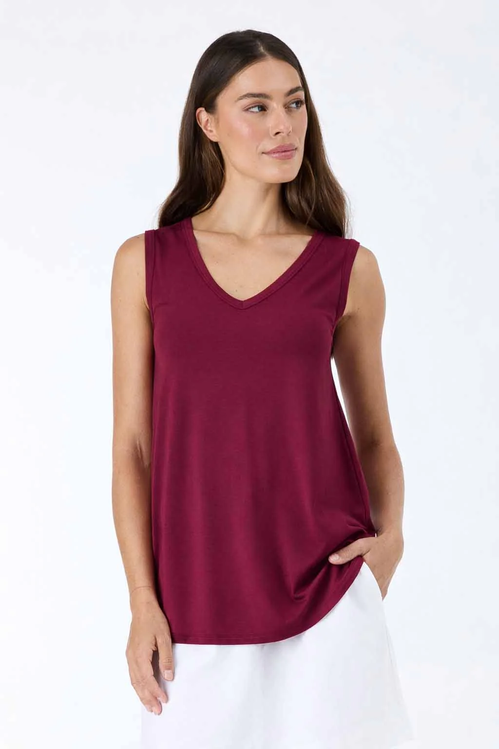 V Neck Swing Top - Ruby - Image 5