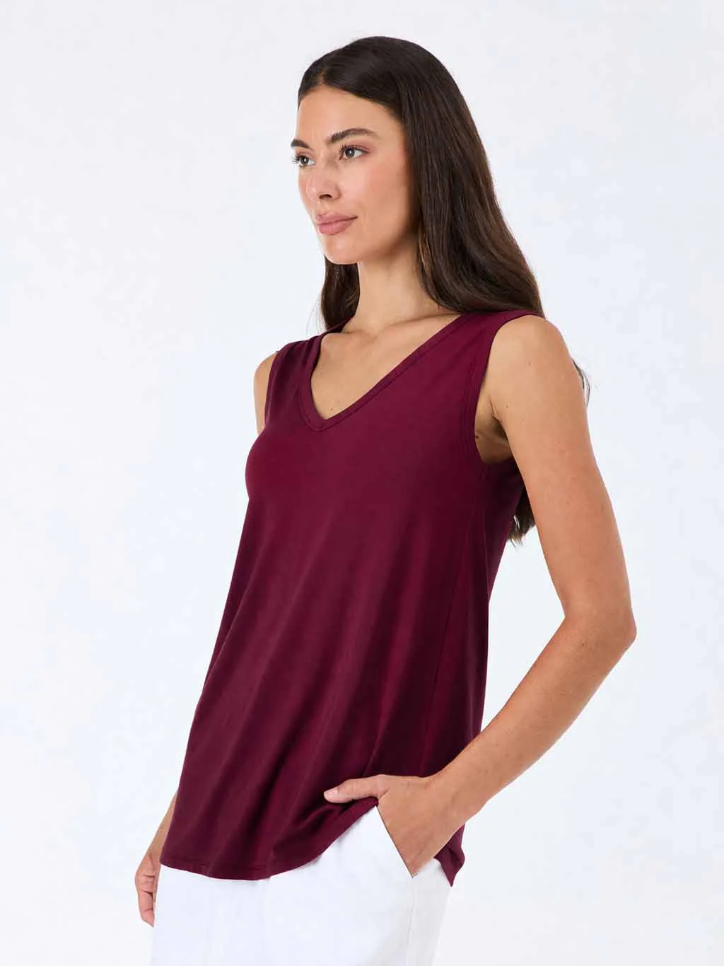 V Neck Swing Top - Ruby - Image 6